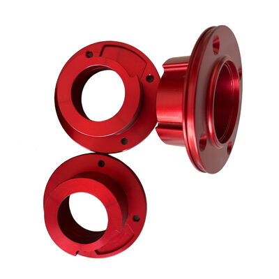 Precision CNC Turning Parts for Aluminum Hydraulic Fittings with ±0.002~0.005mm Tolerance and Red Oxidation Surface Finish ISO9001 Certified