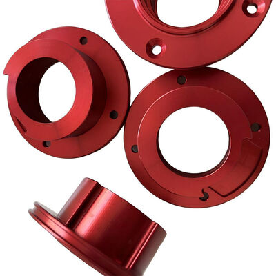 Precision CNC Turning Parts for Aluminum Hydraulic Fittings with ±0.002~0.005mm Tolerance and Red Oxidation Surface Finish ISO9001 Certified